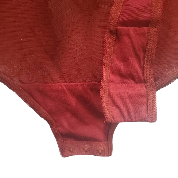 Torrid Bodysuit Womens 3X Curve Red Lingerie Lace Accent Thong Snap Bottom - Picture 5 of 7
